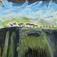 Cymru Green Valley Cottages. An Open Edtion Print by Anya Simmons.