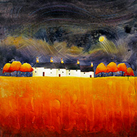 Dancing Moon Cottages. An Open Edtion Print by Anya Simmons.