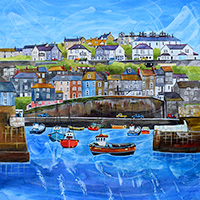 Mevagissey Harbour. An Open Edtion Print by Anya Simmons.