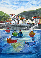Staithes, North Yorkshire. A mixed media original by Anya Simmons