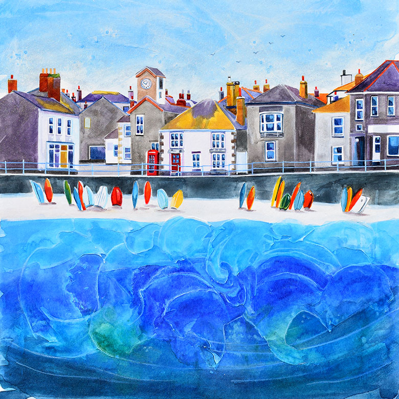 Mousehole 3, Cornwall. A signed Giclee limited edition print by Anya Simmons.