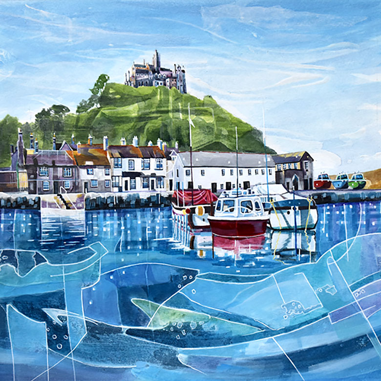 St Michaels Mount, Cornwall. A signed Giclee limited edition print by Anya Simmons.
